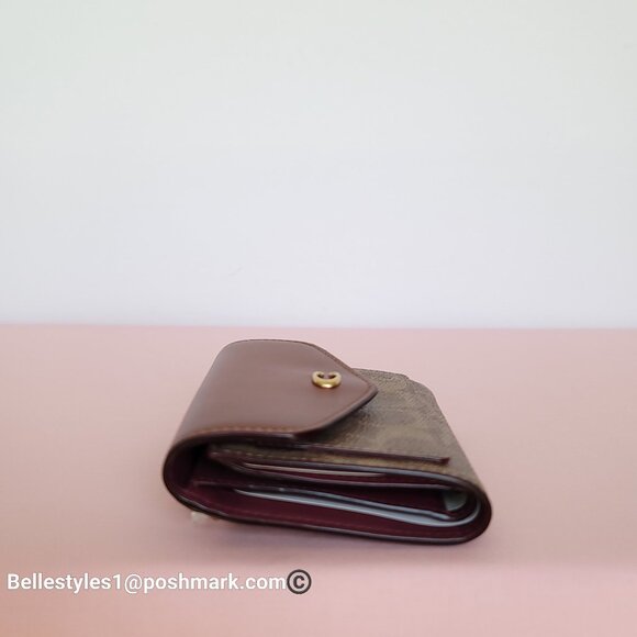 COACH Wyn Small Wallet In Colorblocked Signature Canvas & Leather-Tan Rust🎈$89 - Picture 9 of 16